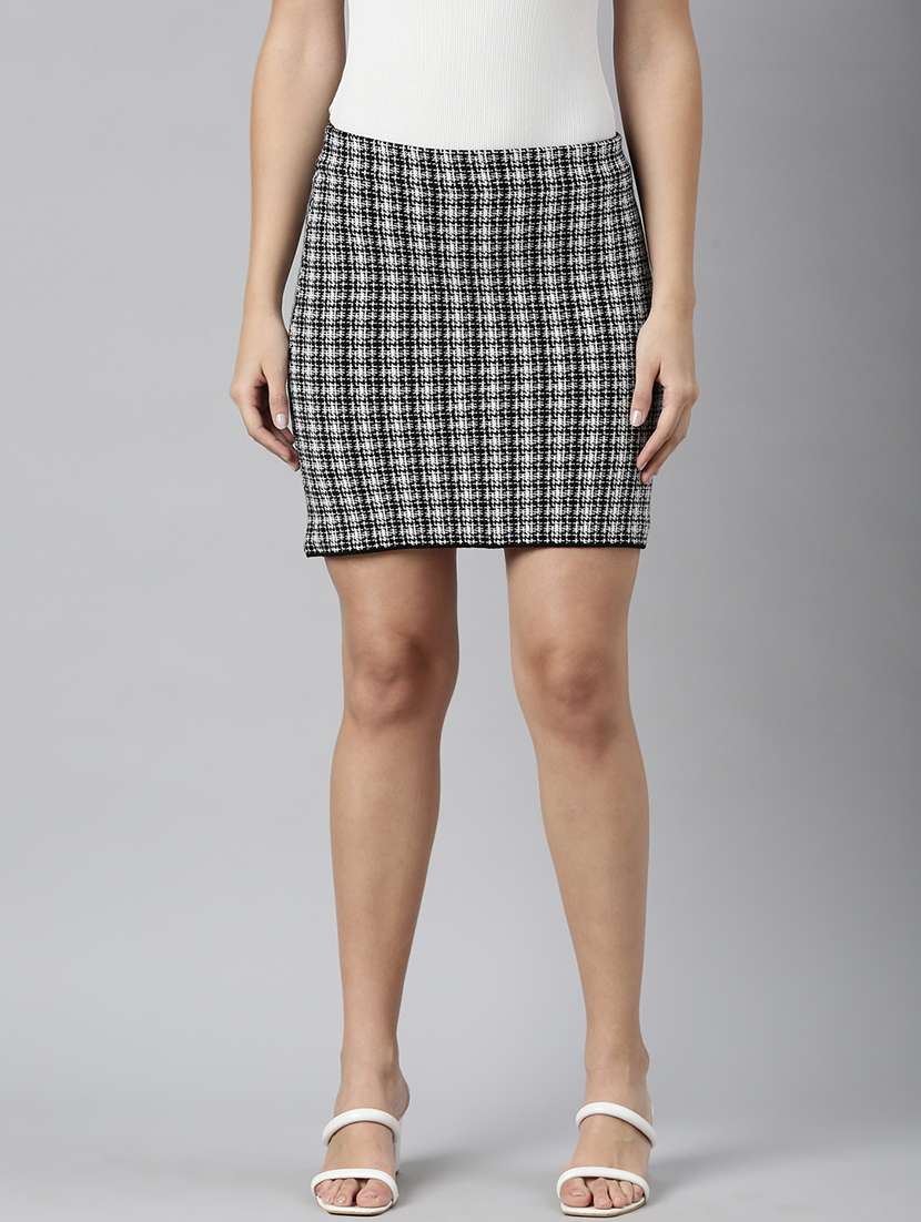 women mid-rise houndstooth pencil skirt