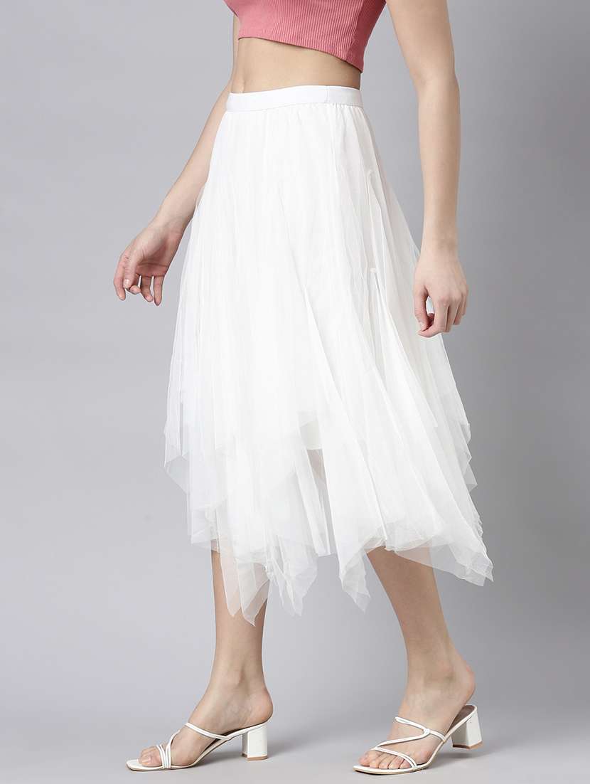 women mid-rise solid flared skirt - 21023426 -  Standard Image - 1