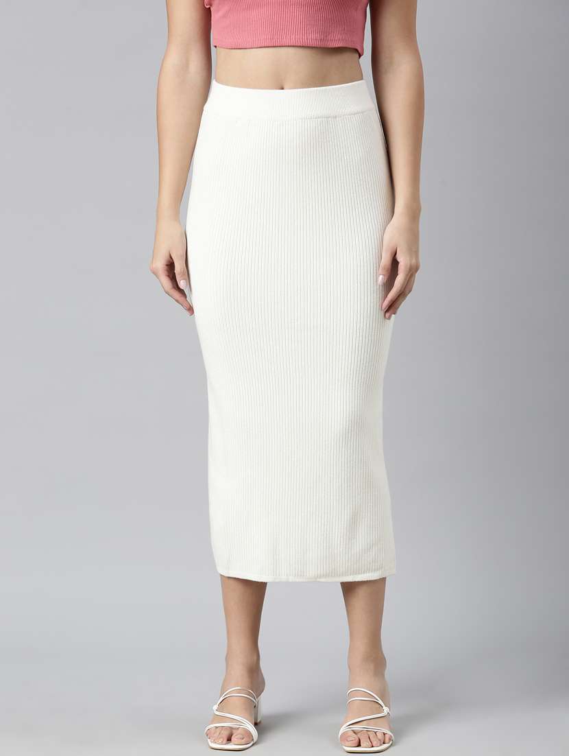 women mid-rise self-designed straight skirt