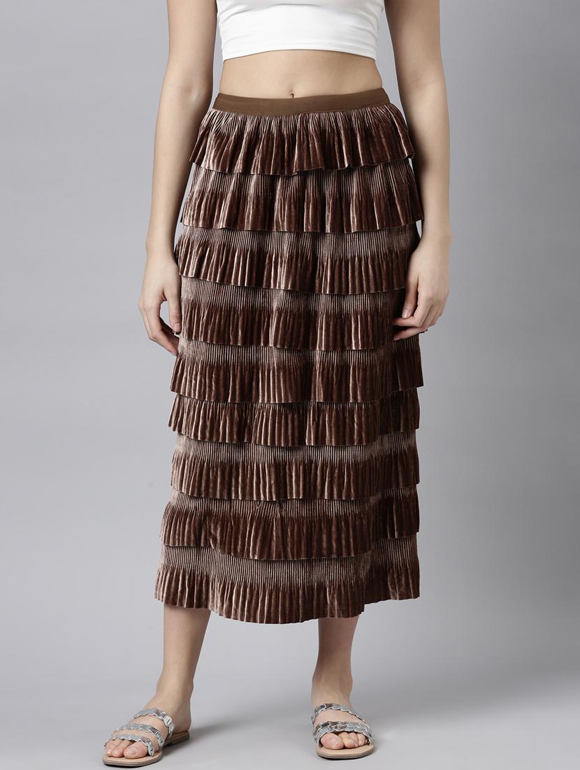 women mid-rise solid layered skirt - 21023439 - Zoom Image - 0