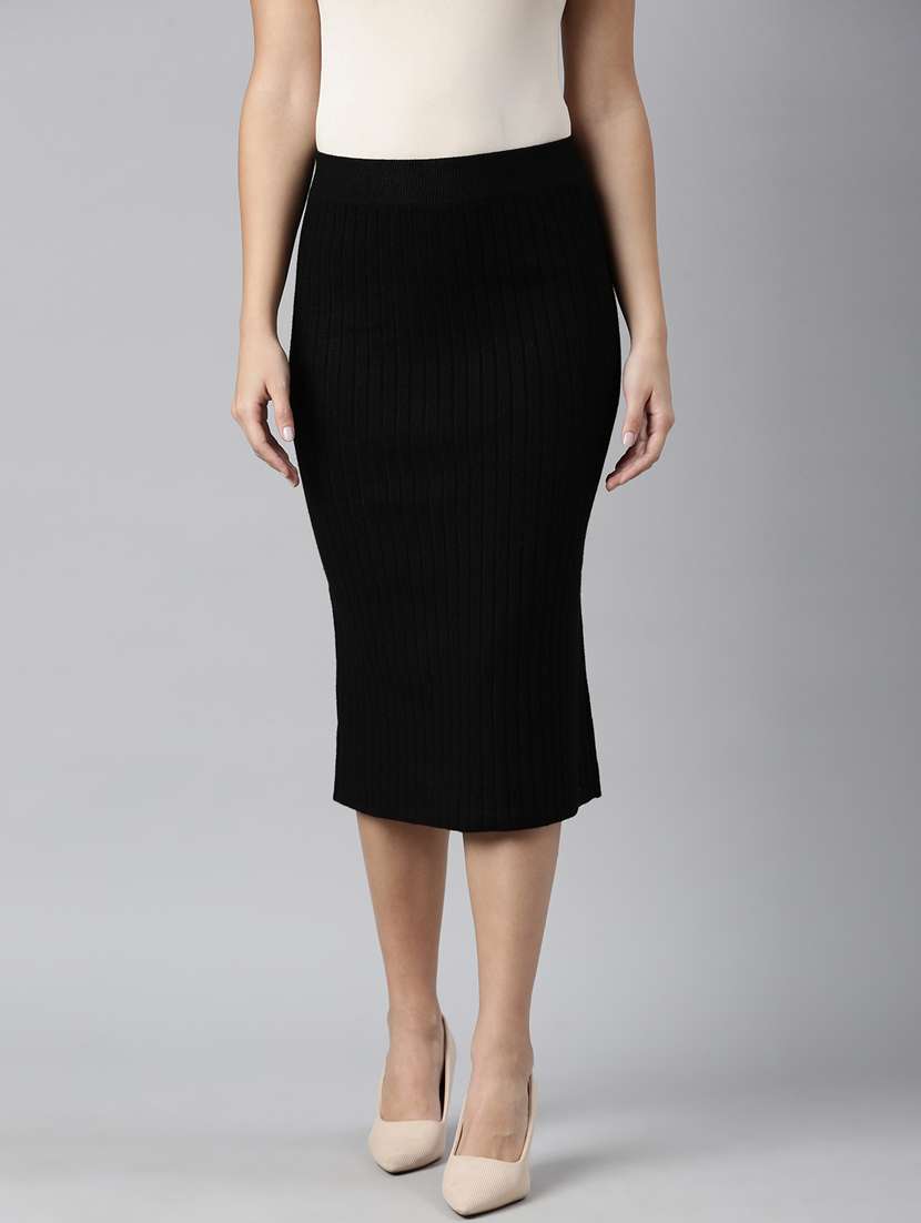 women mid-rise self-designed straight skirt