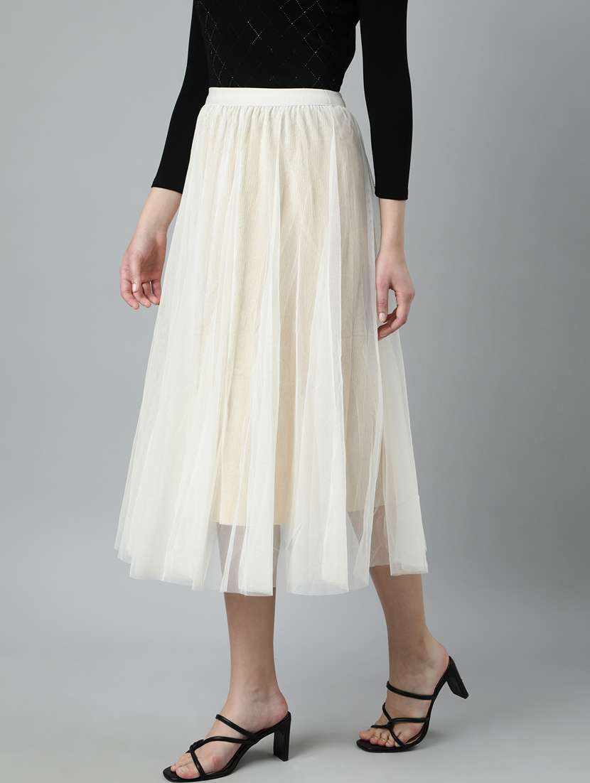 women mid-rise solid flared skirt - 21023450 -  Standard Image - 1