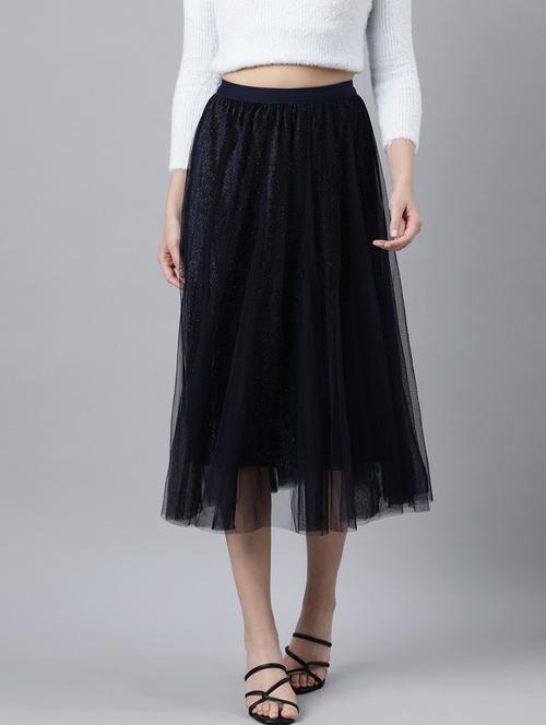 women mid-rise solid flared skirt - 21023451 - Standard Image - 0