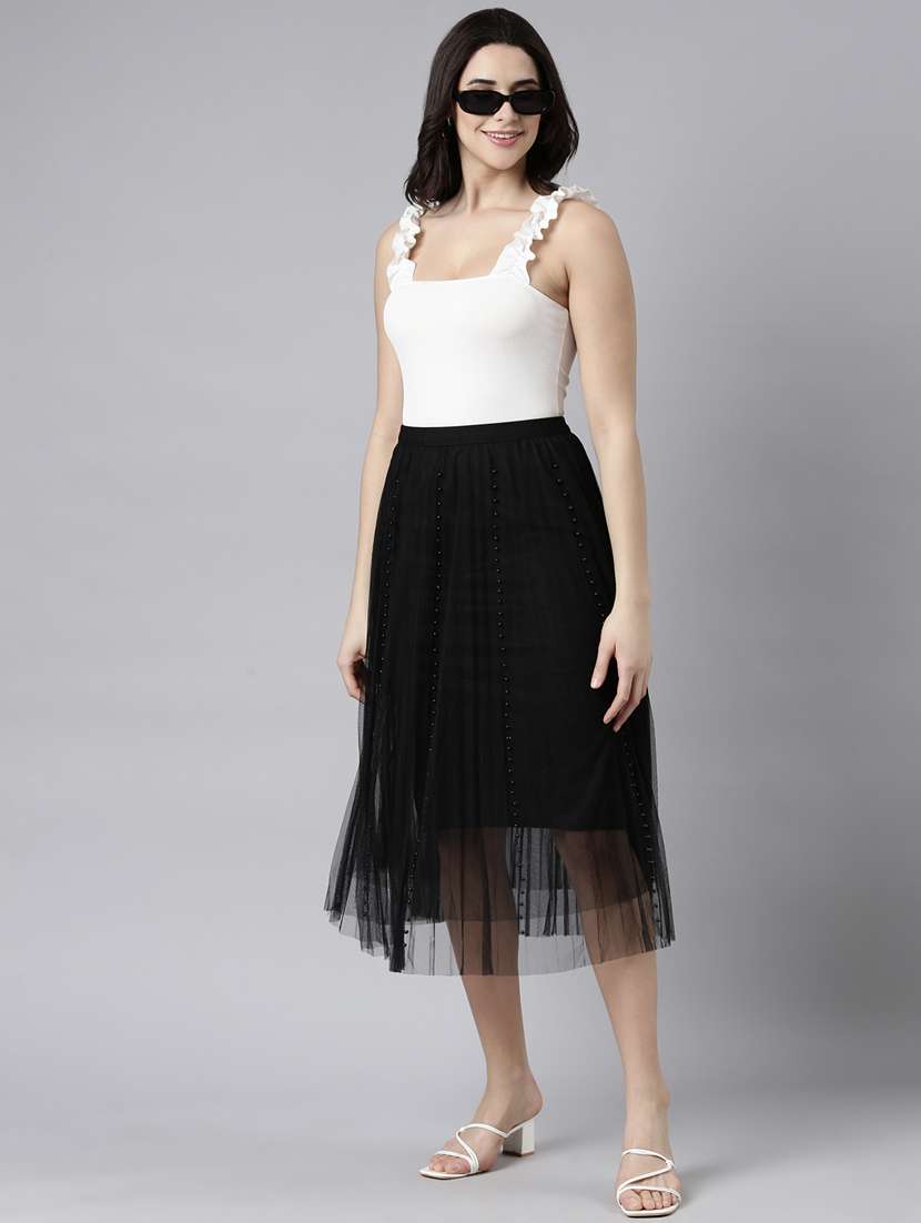 women mid-rise embellished flared skirt - 21023452 -  Standard Image - 4
