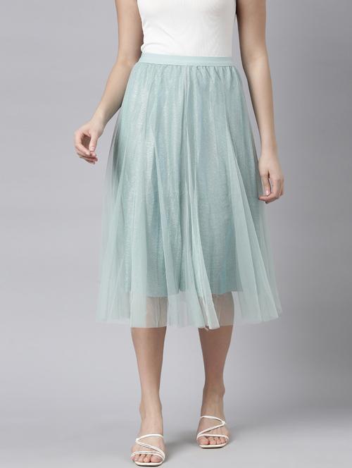 women mid-rise solid flared skirt - 21023457 -  Standard Image - 0