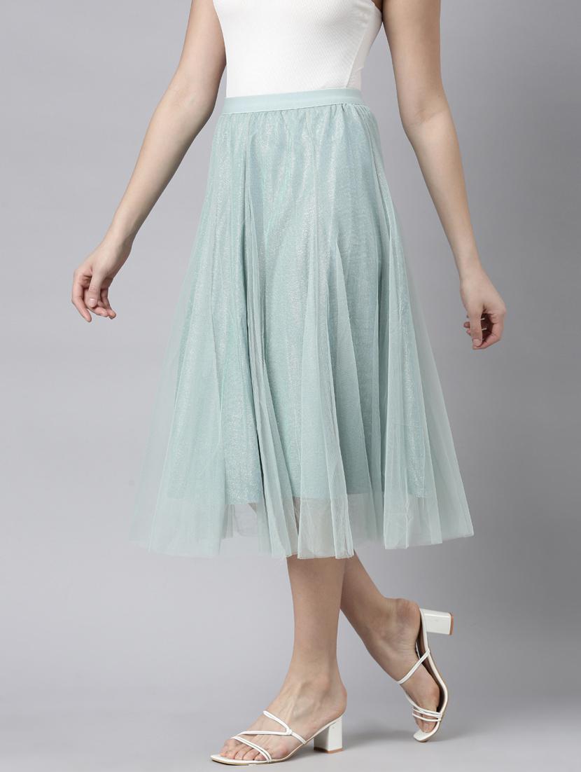 women mid-rise solid flared skirt - 21023457 - Standard Image - 1