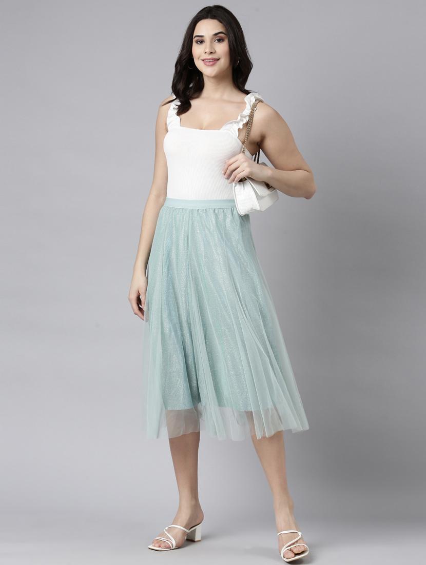 women mid-rise solid flared skirt - 21023457 - Standard Image - 4