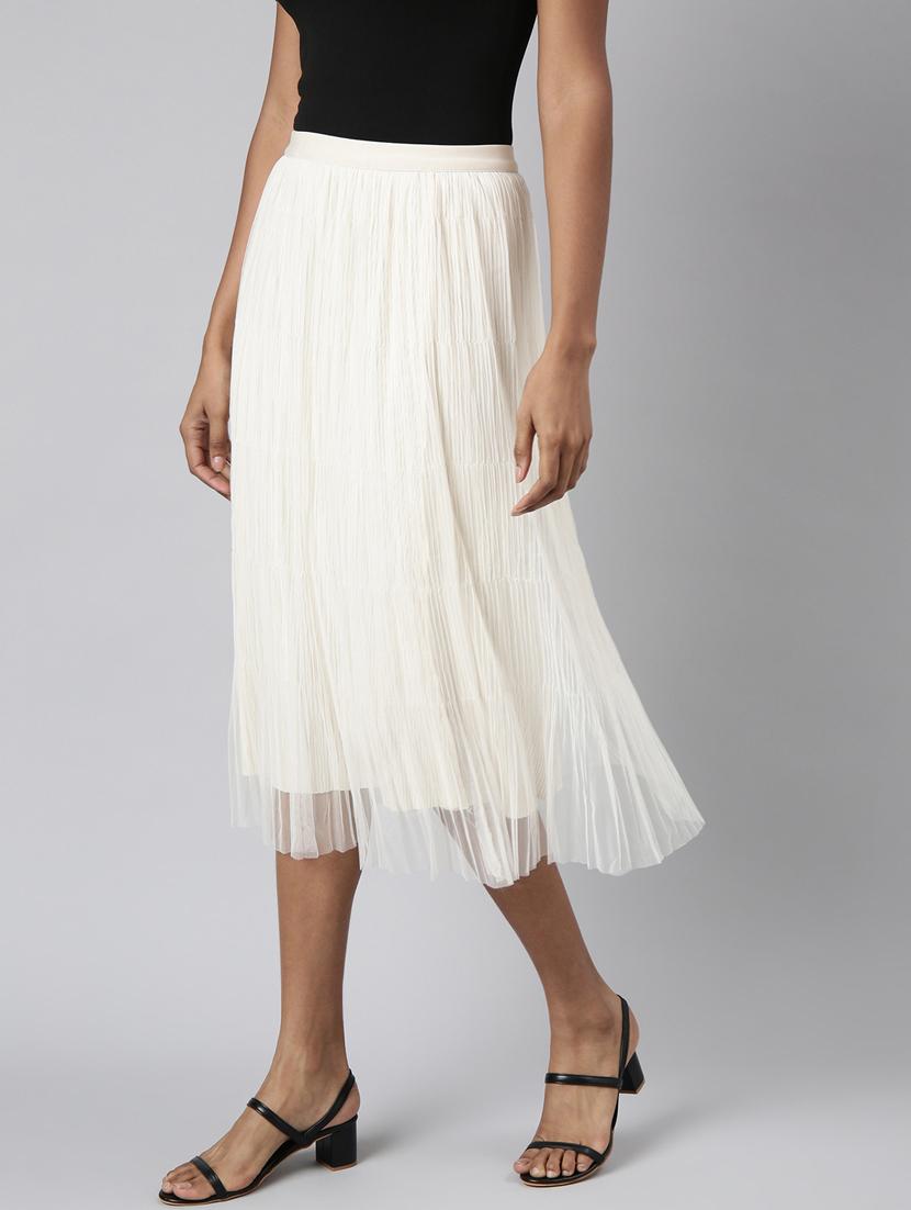 women mid-rise solid flared skirt - 21023460 - Standard Image - 1