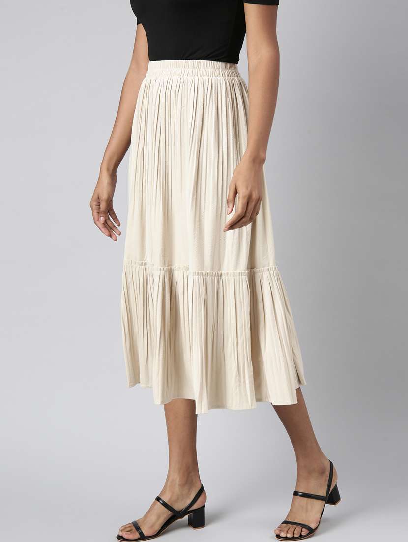 women mid-rise solid tiered skirt - 21023463 -  Standard Image - 1
