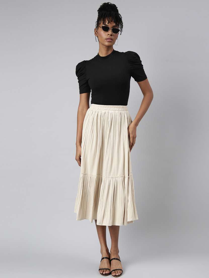women mid-rise solid tiered skirt - 21023463 -  Standard Image - 4