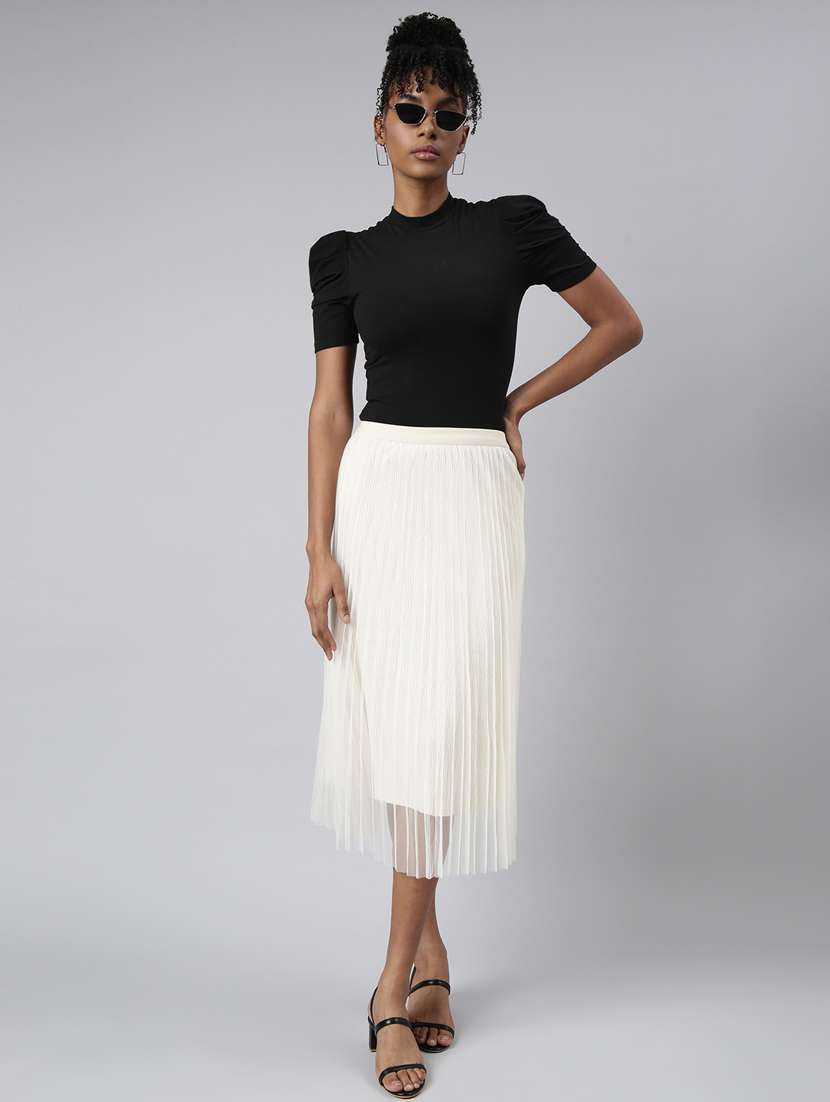 women mid-rise solid flared skirt - 21023464 -  Standard Image - 4