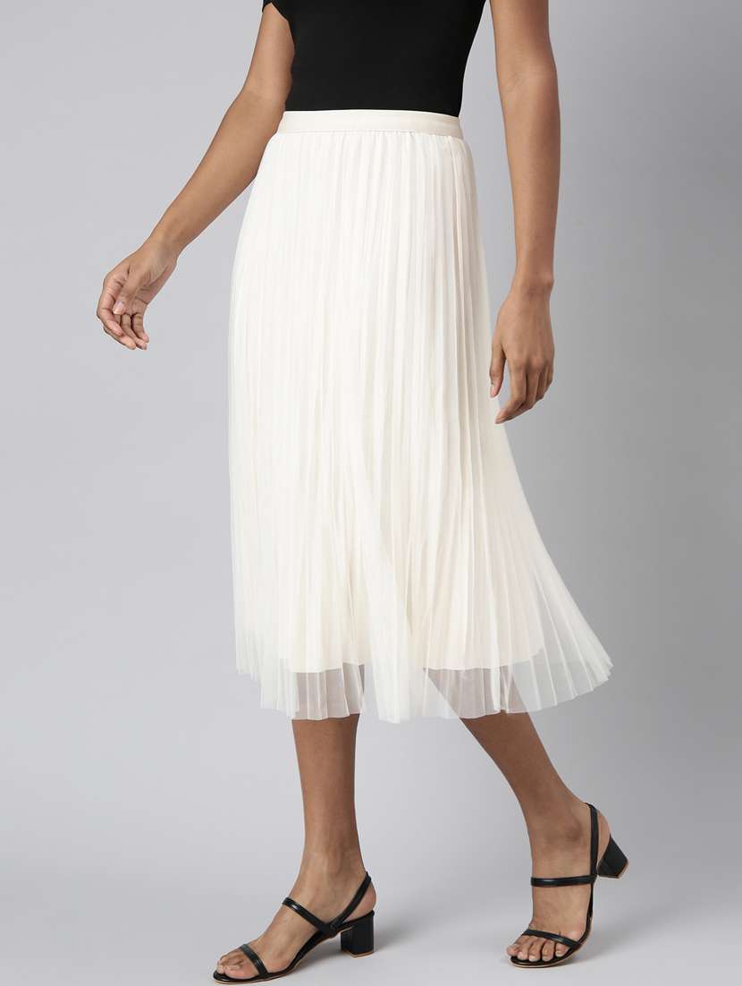 women mid-rise solid flared skirt - 21023466 -  Standard Image - 1