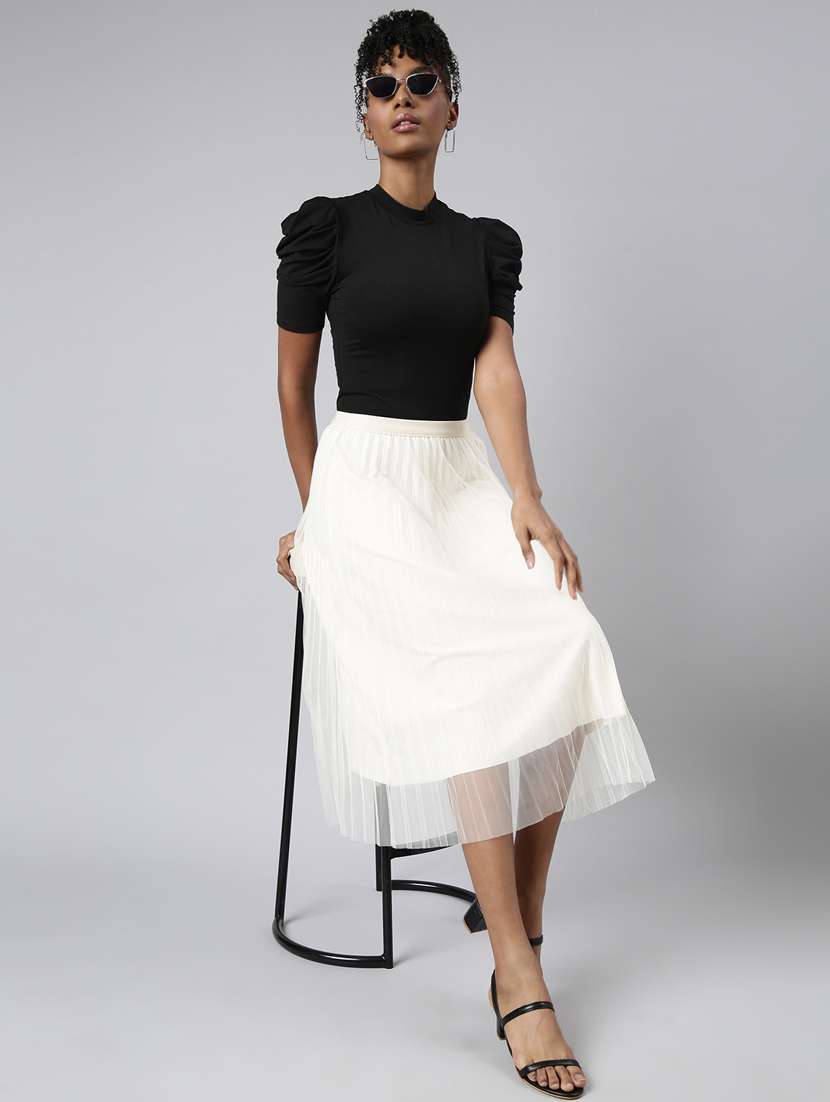 women mid-rise solid flared skirt - 21023466 -  Standard Image - 4