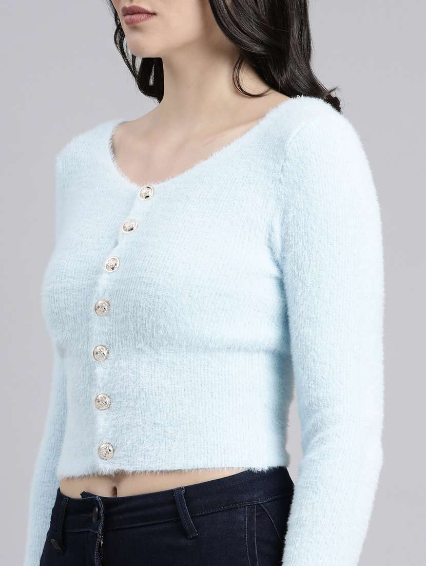 women solid acrylic cardigan - 21023495 -  Standard Image - 6