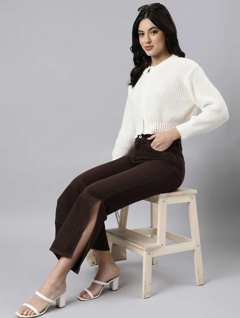 women solid acrylic cardigan - 21023502 -  Standard Image - 4