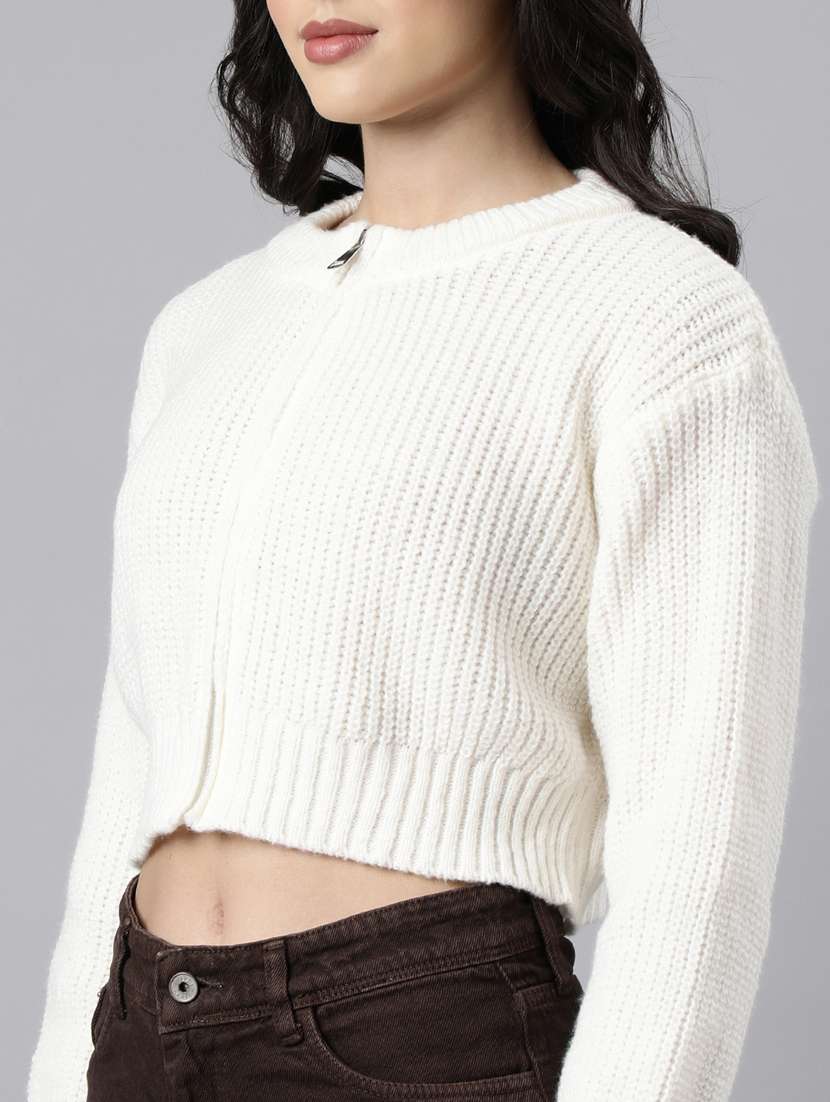 women solid acrylic cardigan - 21023502 -  Standard Image - 6