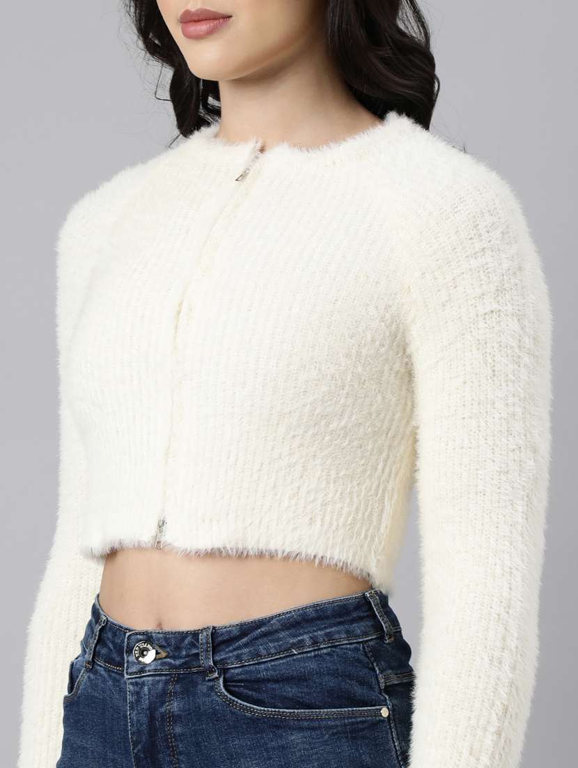 women solid acrylic cardigan - 21023507 -  Standard Image - 6