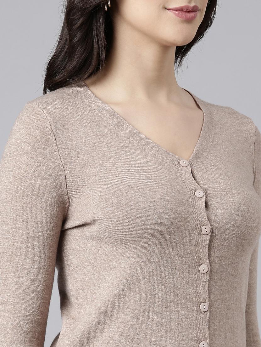 women solid acrylic cardigan - 21023516 - Standard Image - 6