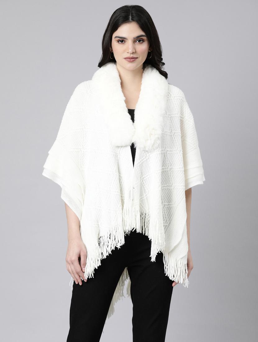 women white self design ponchos