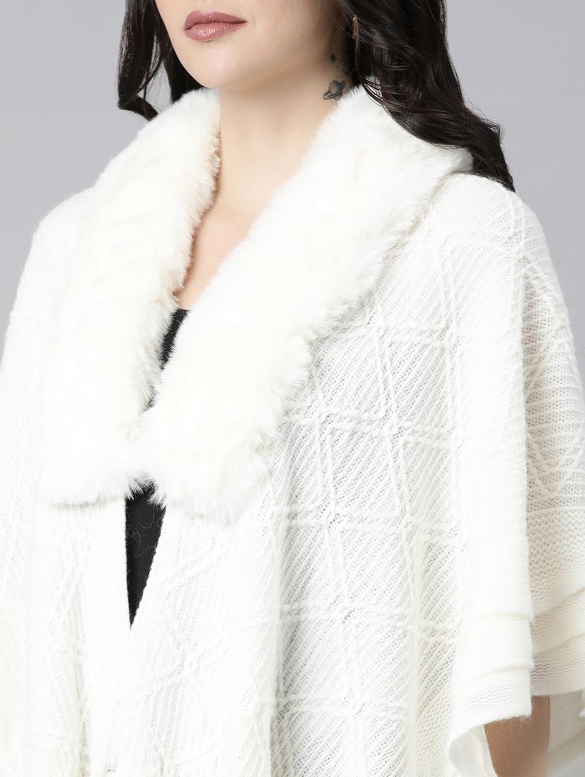 women white self design ponchos - 21023557 - Standard Image - 6