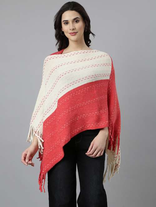 women pink self design ponchos - 21023595 - Standard Image - 0