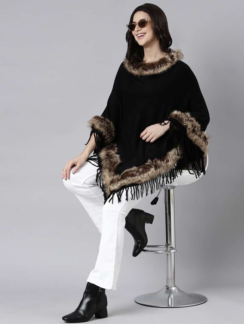women black solids ponchos - 21023611 -  Standard Image - 4