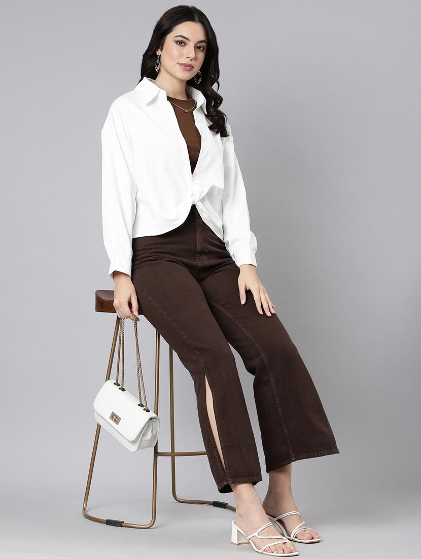 women solid color shirt top - 21023642 - Standard Image - 4