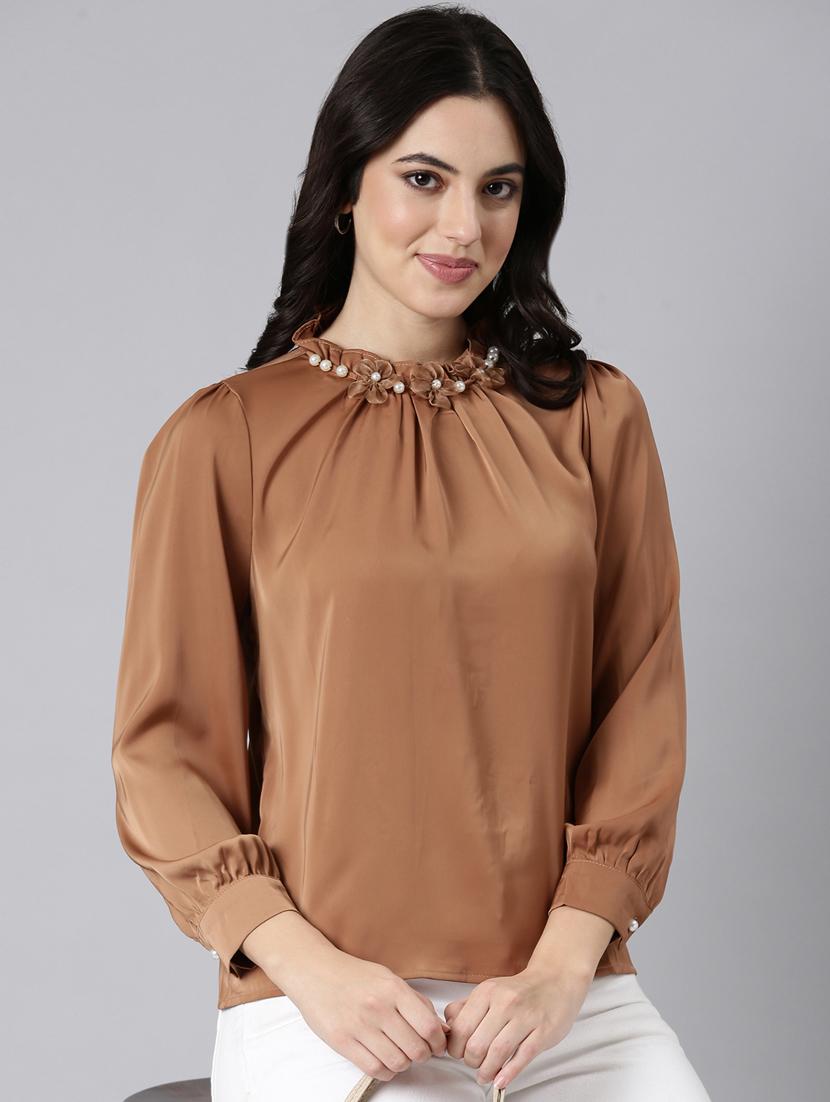 women solid color regular top - 21023658 - Standard Image - 1