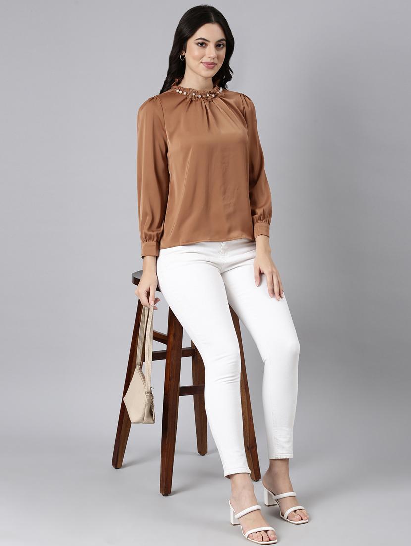 women solid color regular top - 21023658 - Standard Image - 4