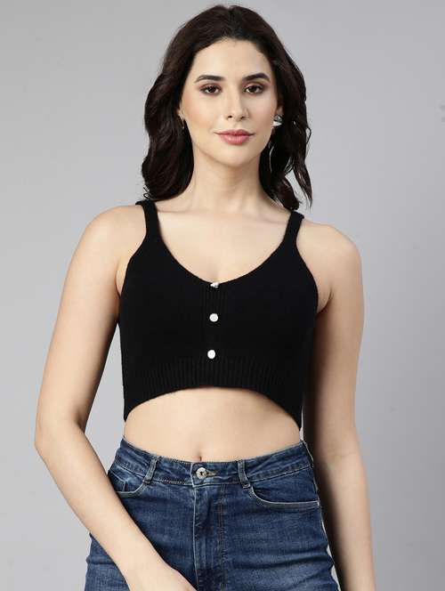 women solid color crop top - 21023660 -  Standard Image - 0