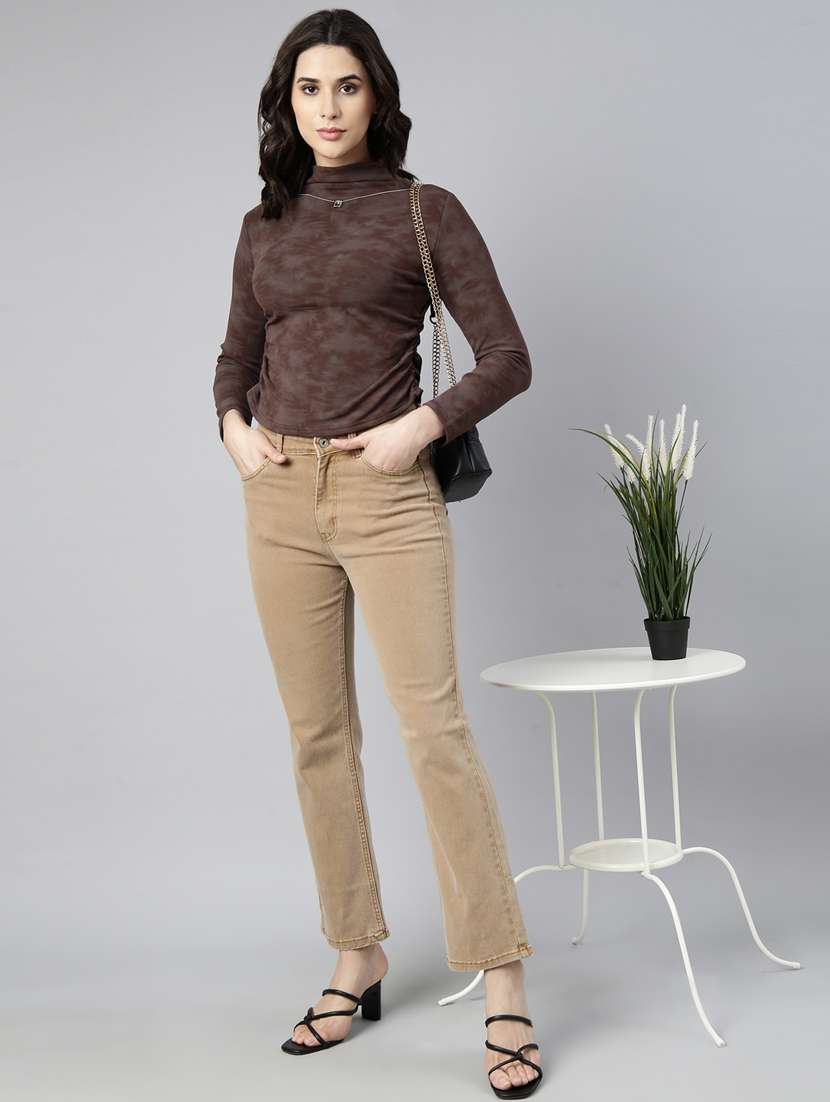 brown acrylic high neck top - 21023679 -  Standard Image - 4
