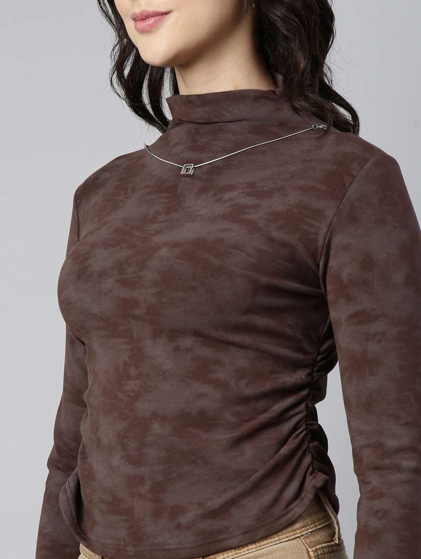 brown acrylic high neck top - 21023679 -  Standard Image - 6
