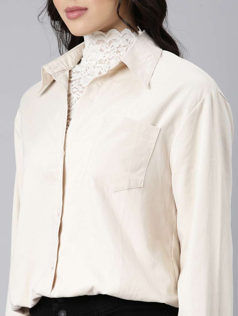 women solid color shirt top - 21023681 - Standard Image - 6