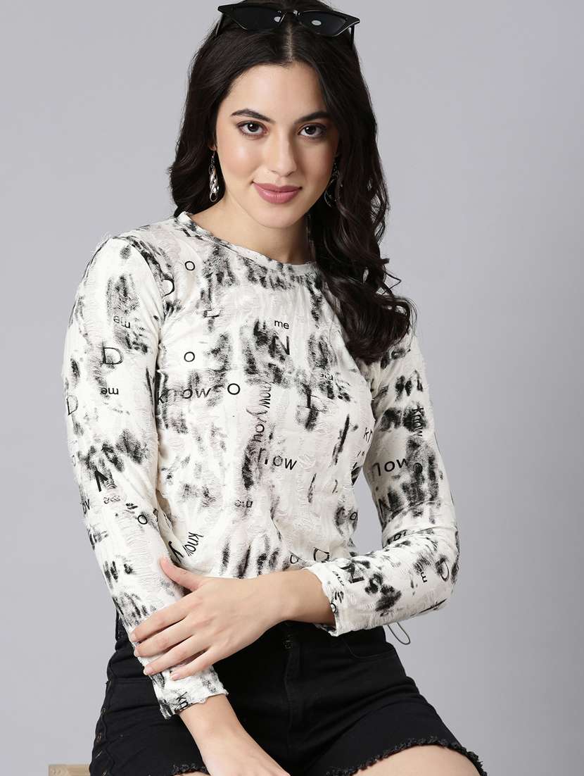 cream cotton blend crop top - 21023686 -  Standard Image - 1