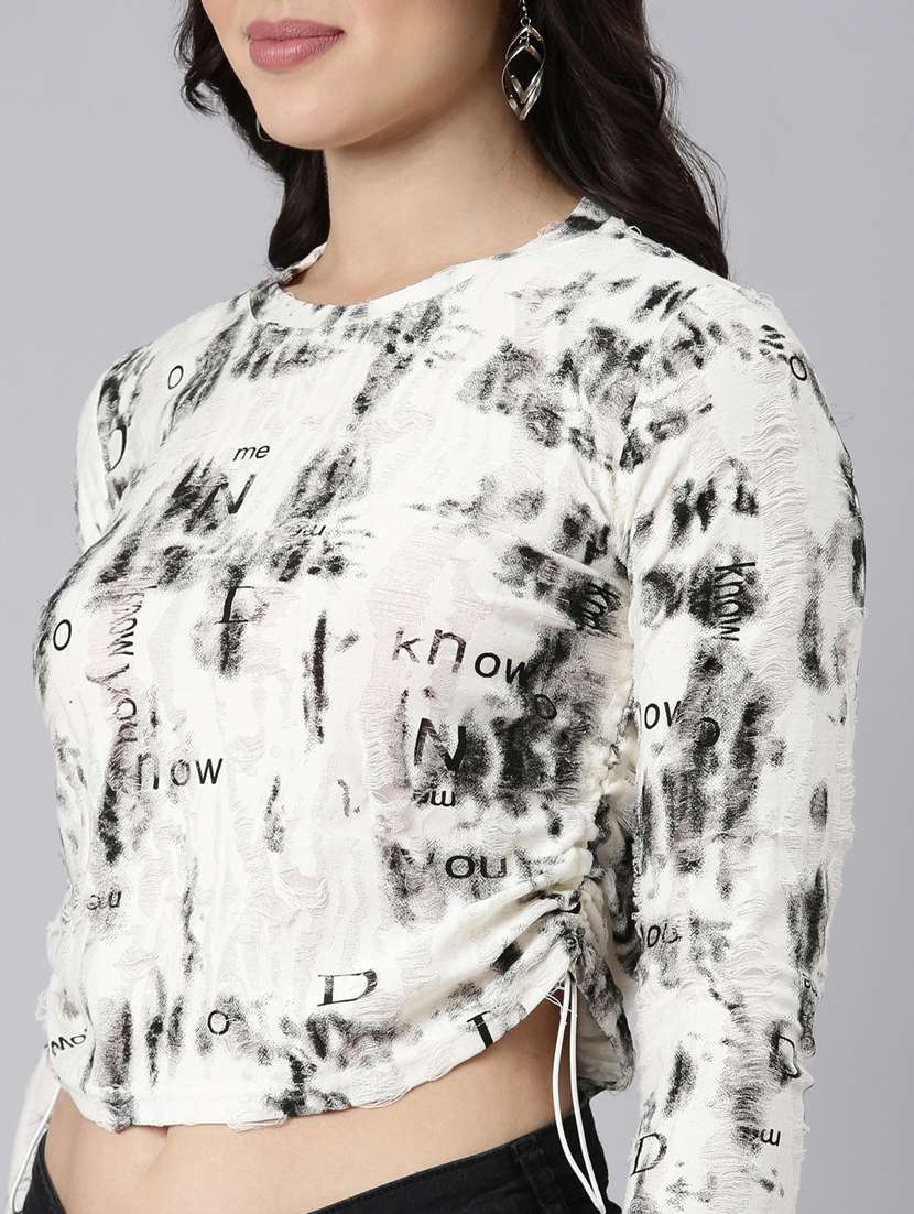 cream cotton blend crop top - 21023686 -  Standard Image - 6