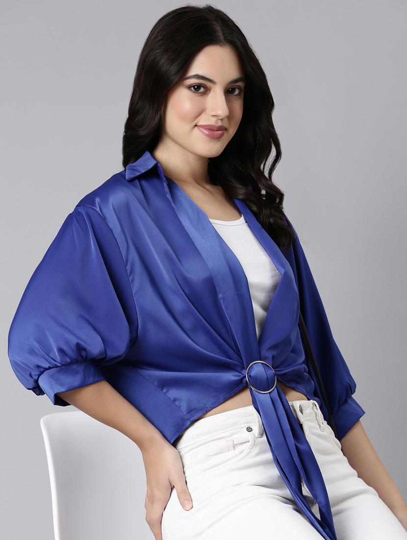women solid color satin shirt top - 21023690 - Standard Image - 1
