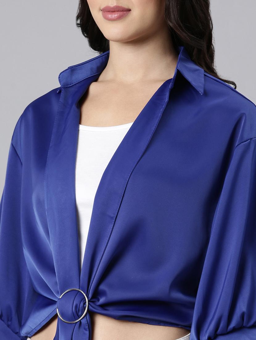 women solid color satin shirt top - 21023690 - Standard Image - 6