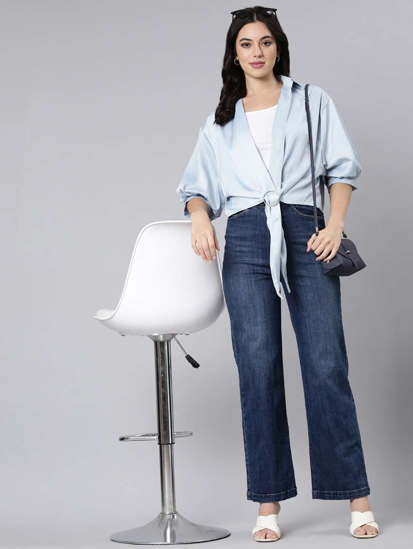 women solid color satin shirt top - 21023693 -  Standard Image - 4