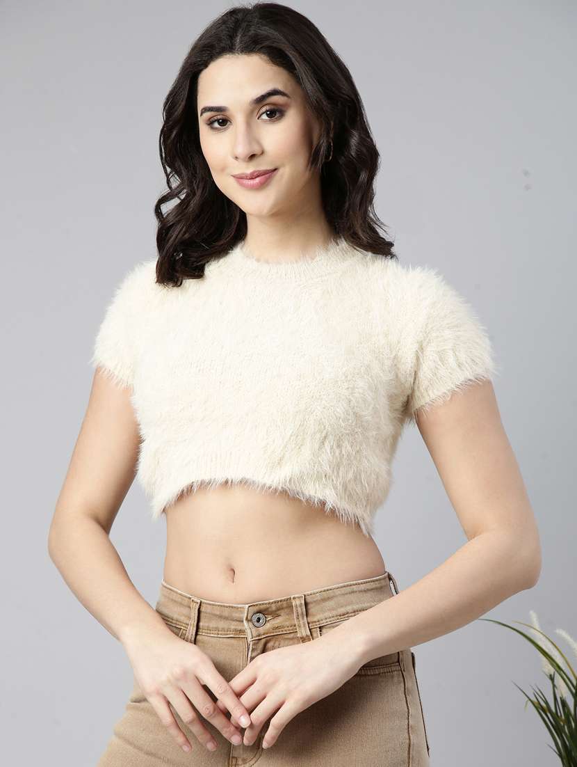 women solid color crop top - 21023712 -  Standard Image - 1
