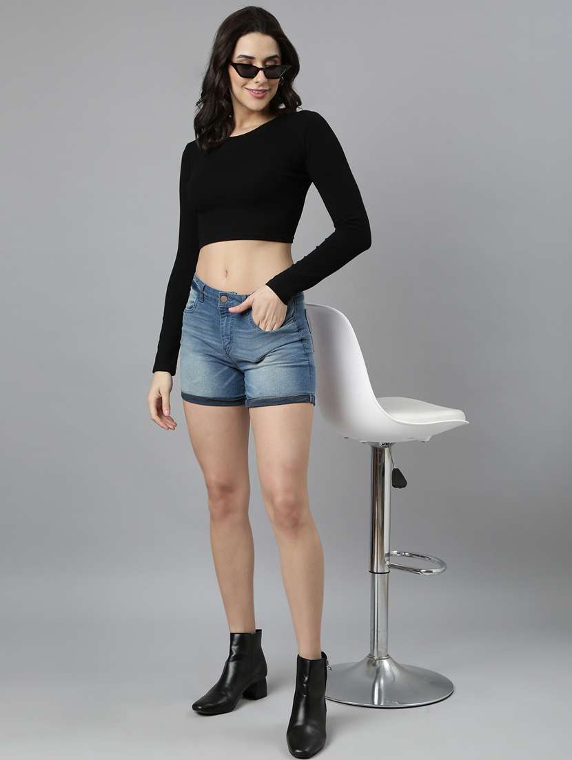 women solid color crop top - 21023732 -  Standard Image - 4