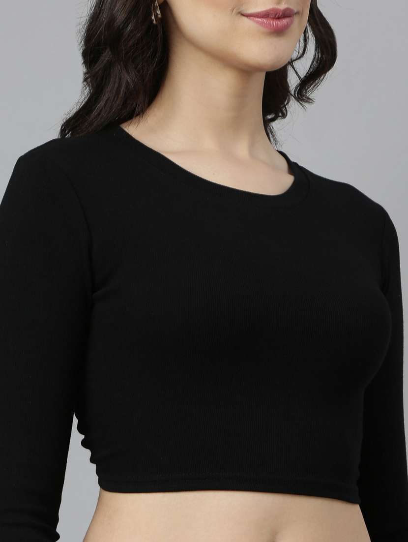 women solid color crop top - 21023732 -  Standard Image - 6