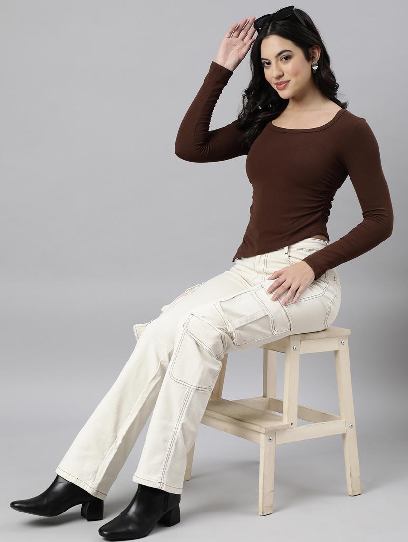 women solid color asymmetric top - 21023737 - Standard Image - 4