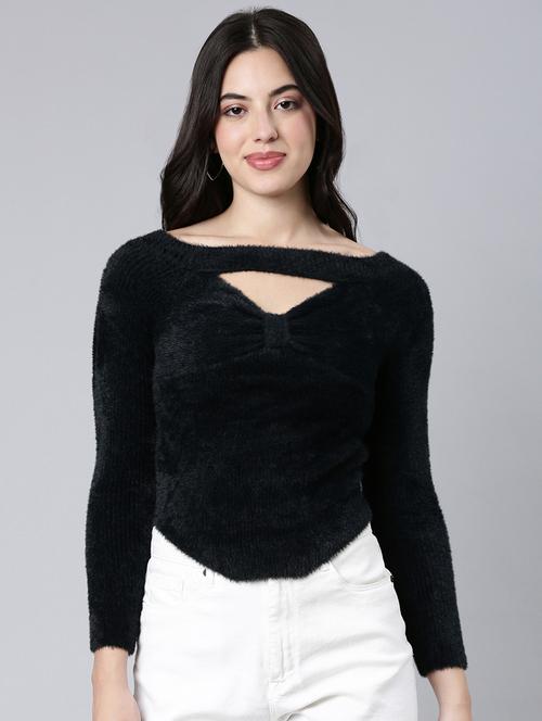 women black solids long sleeves top - 21023747 - Standard Image - 0