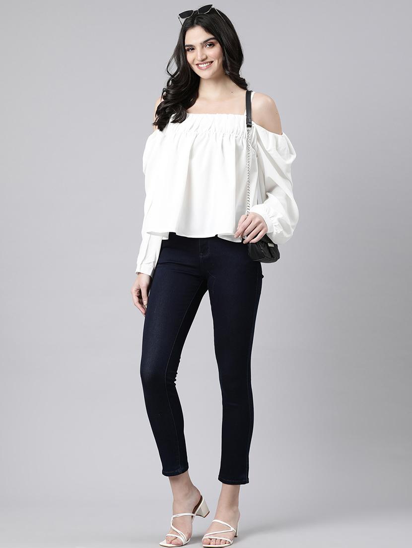 off white off shoulder top - 21023753 - Standard Image - 4