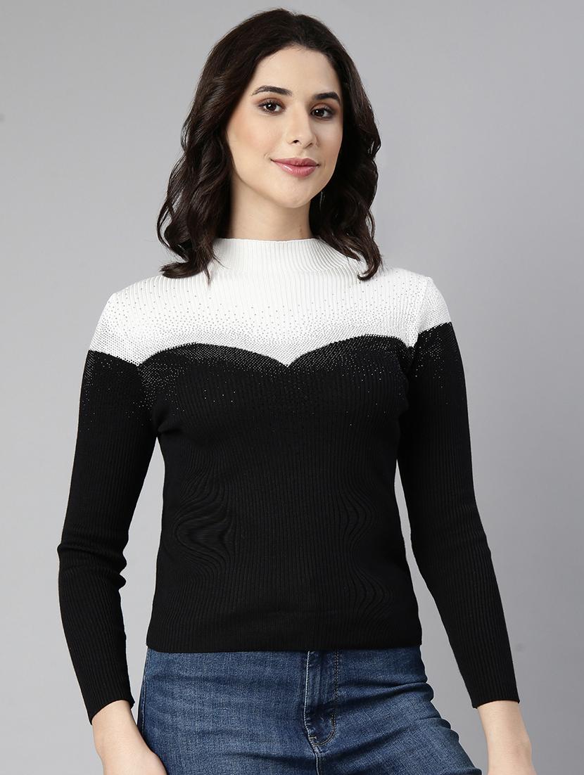 black acrylic high neck top - 21023757 - Standard Image - 1