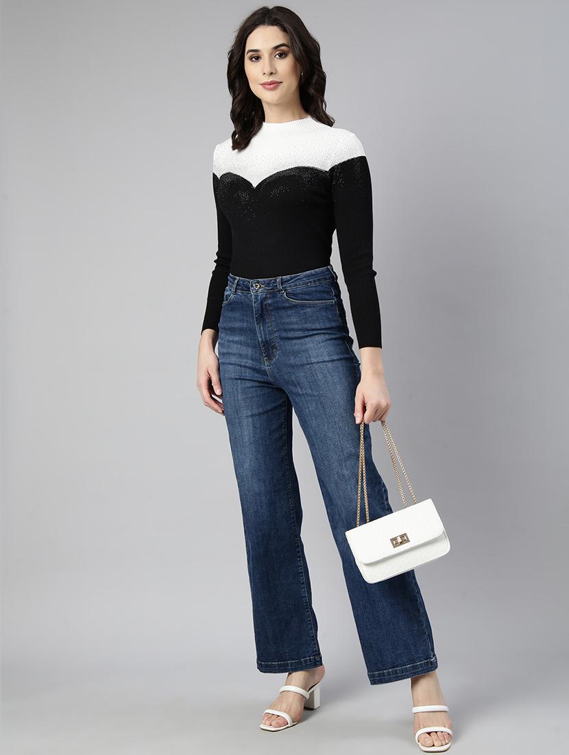 black acrylic high neck top - 21023757 - Standard Image - 4