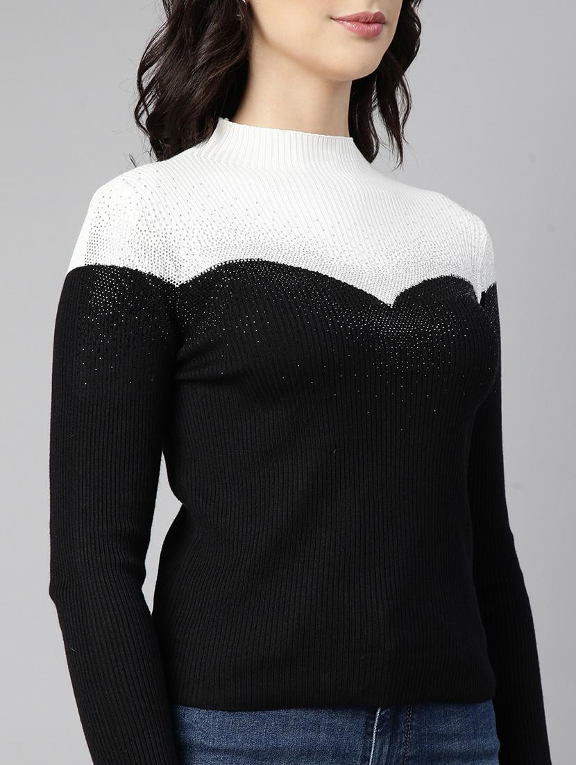 black acrylic high neck top - 21023757 - Standard Image - 6