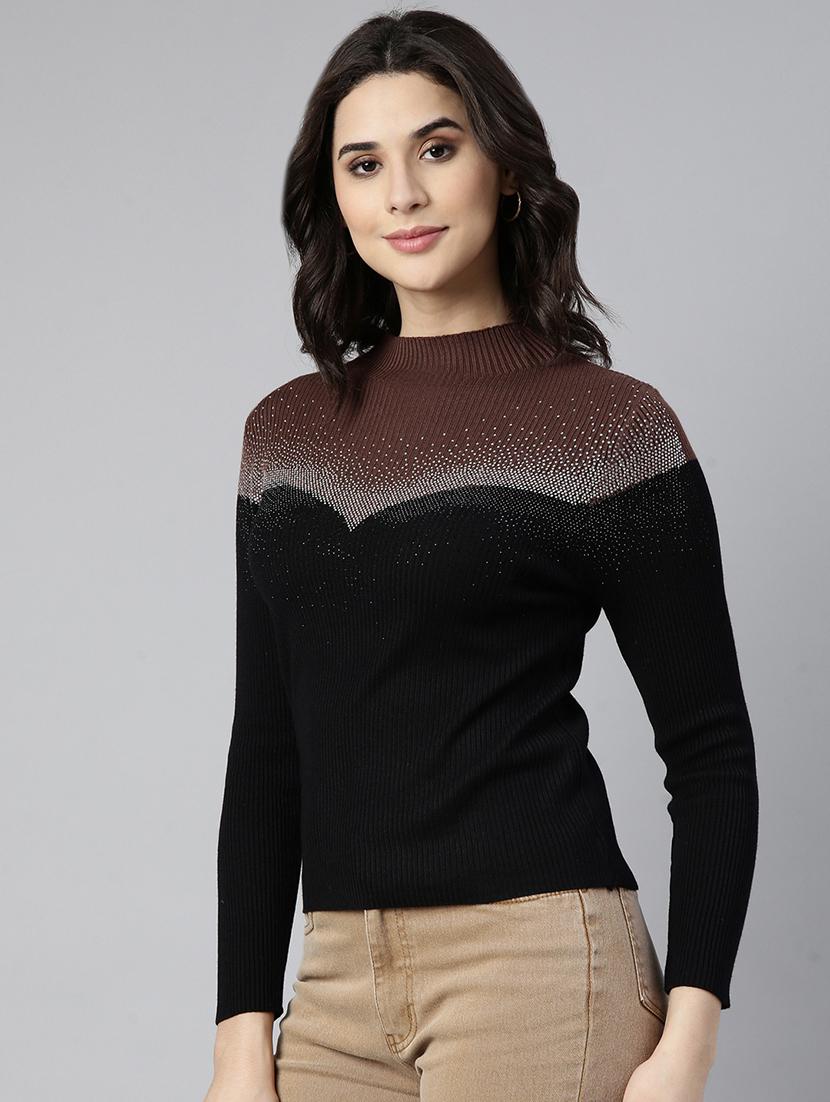 black acrylic high neck top - 21023758 -  Standard Image - 1