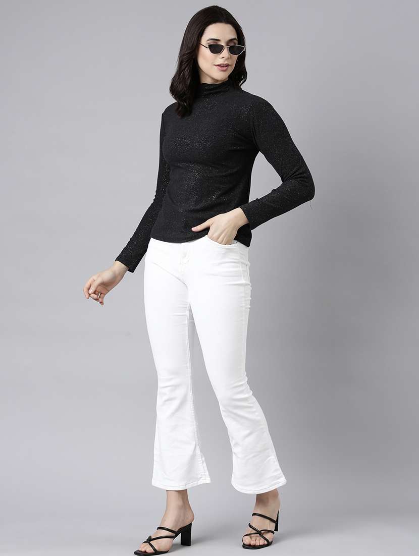 black acrylic high neck top - 21023759 -  Standard Image - 4