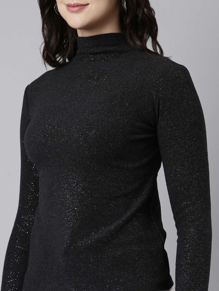 black acrylic high neck top - 21023759 -  Standard Image - 6